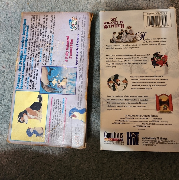 2 vintage vhs movies. Scamper/ penguin and willows in the winter - Picture 2 of 5